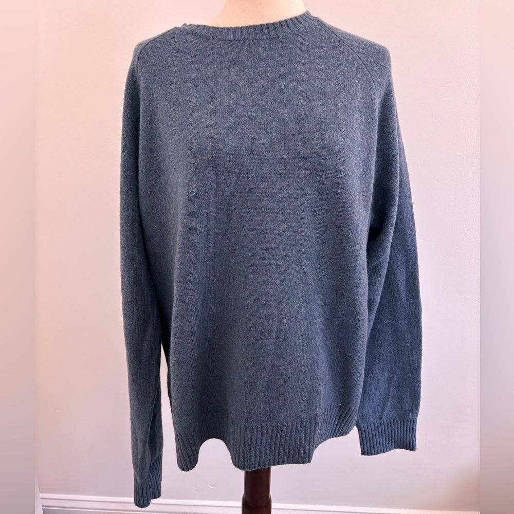 Men’s J Crew 100% Lambs Wool Crew Neck Blue Sweater XL